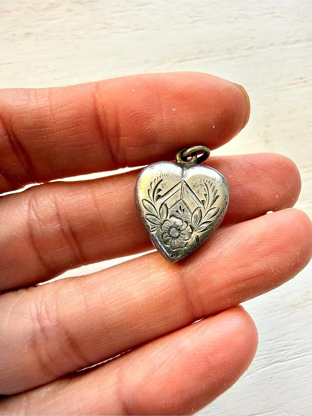 Engraved Heart Pendant Silver